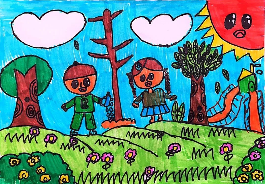 植树节儿童画大全低年级作品