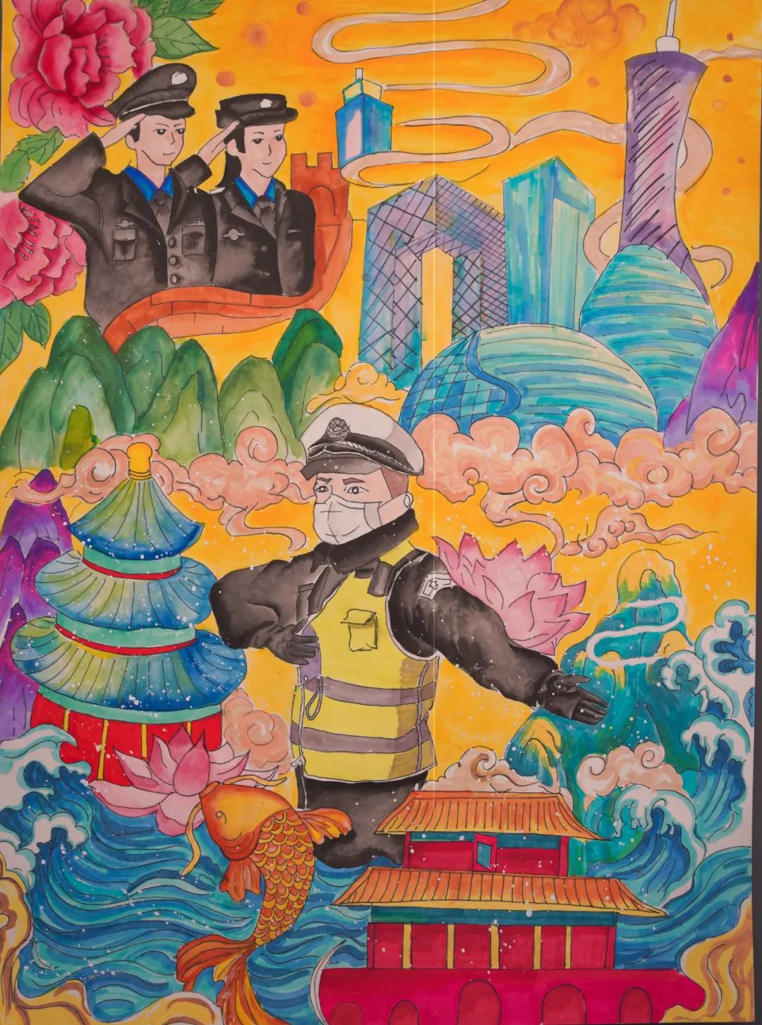萌娃绘画心中最美警察（8张）