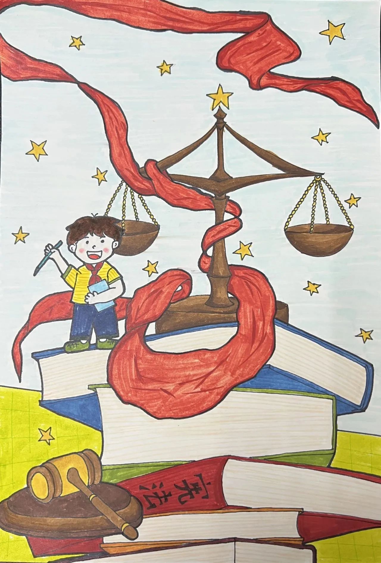 “宪法同行 快乐成长”法治绘画作品图片大全