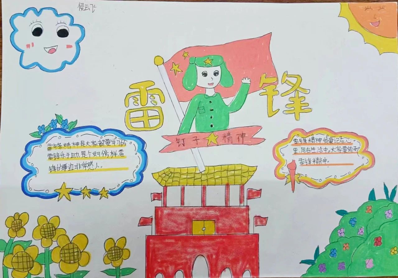 传承雷锋钉子精神小学生儿童画