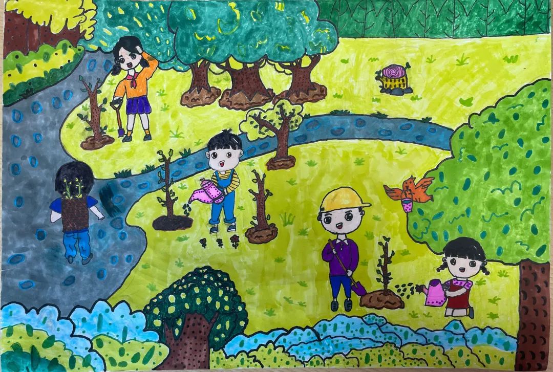 "种一棵小树 绿一方净土"植树节简单好看