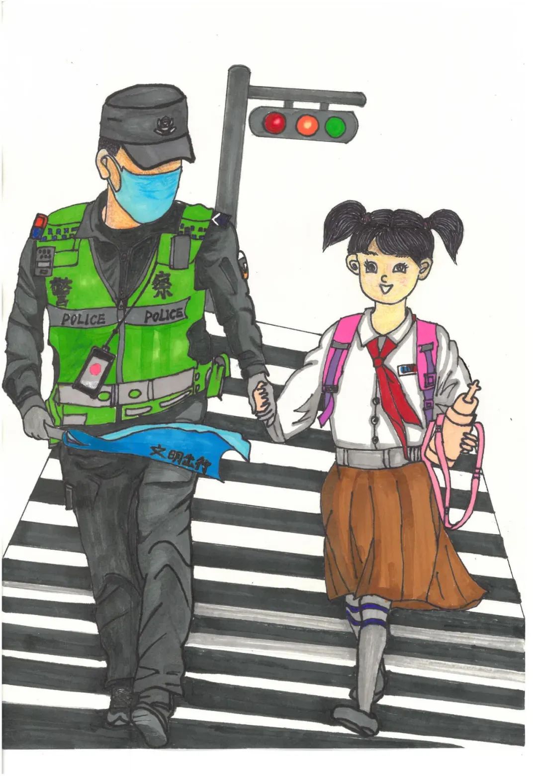 “忠诚卫士 正义使者”警察节儿童绘画-第1张