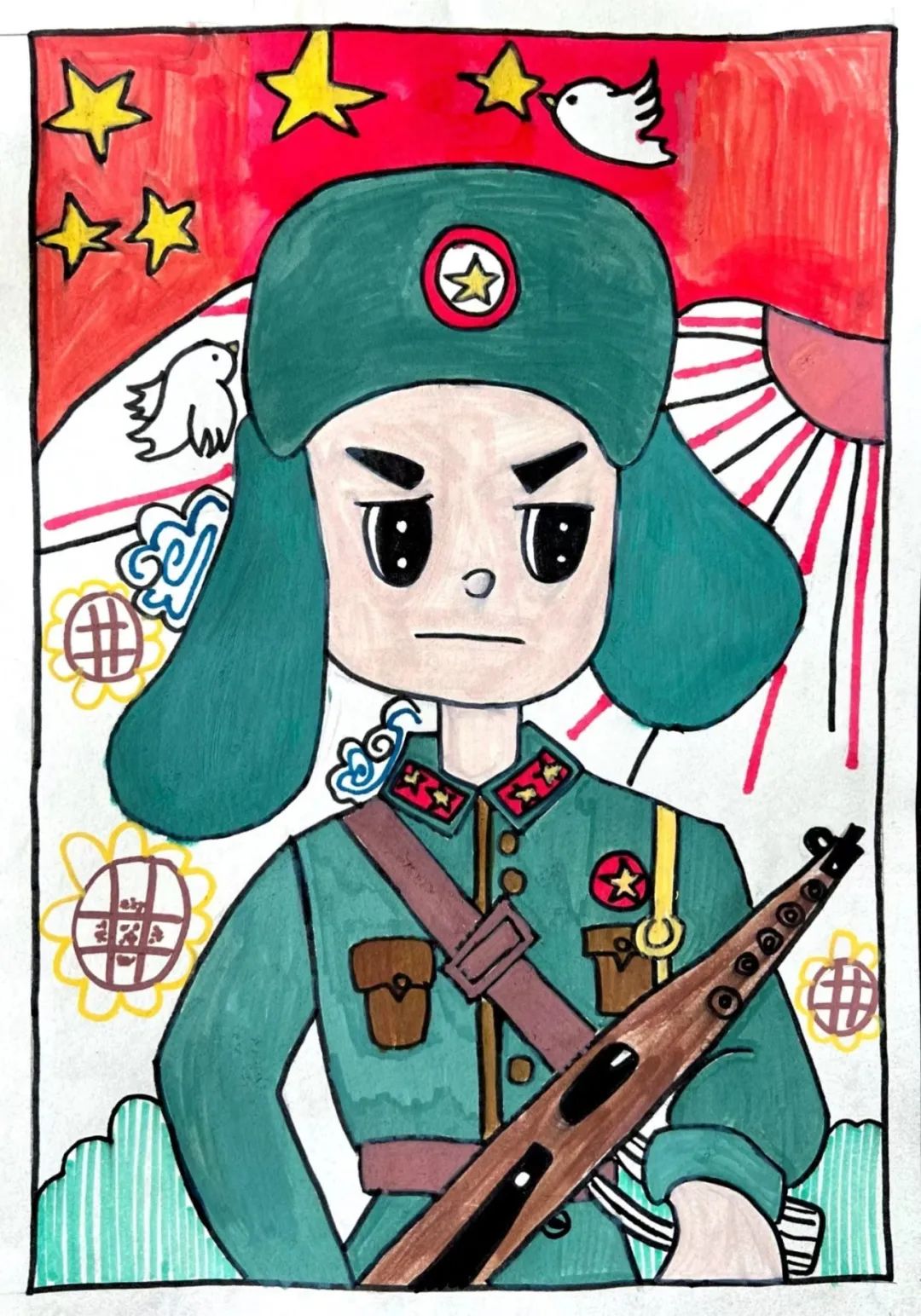 学习雷锋好榜样儿童画作品欣赏