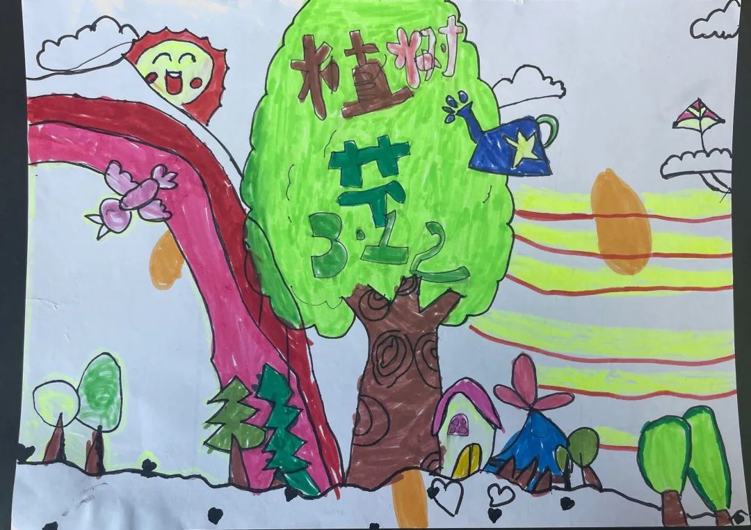 二年级获奖植树节儿童画