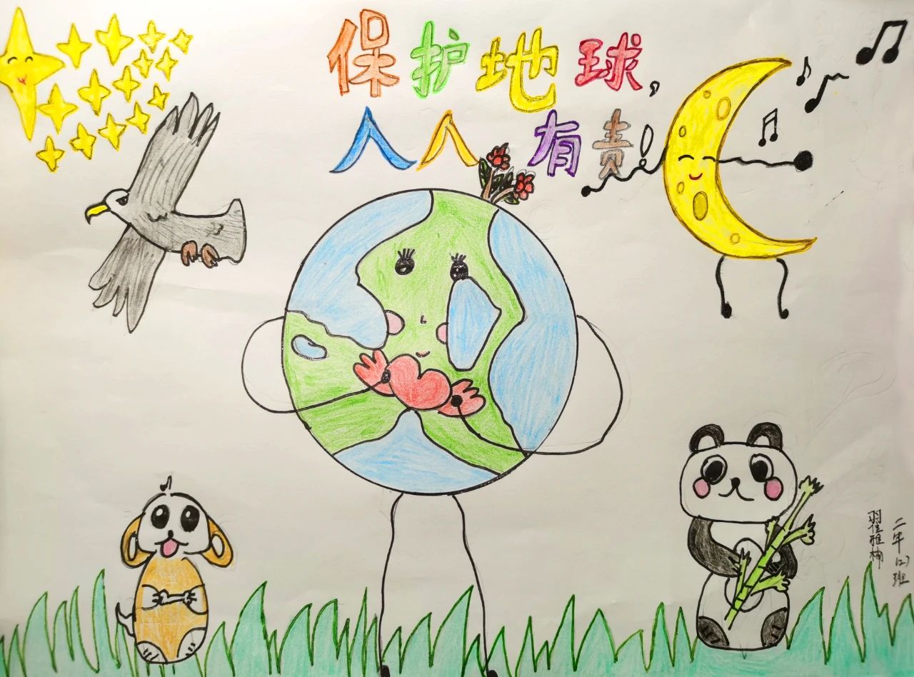 “保卫地球 从我做起”世界地球日儿童绘画6张