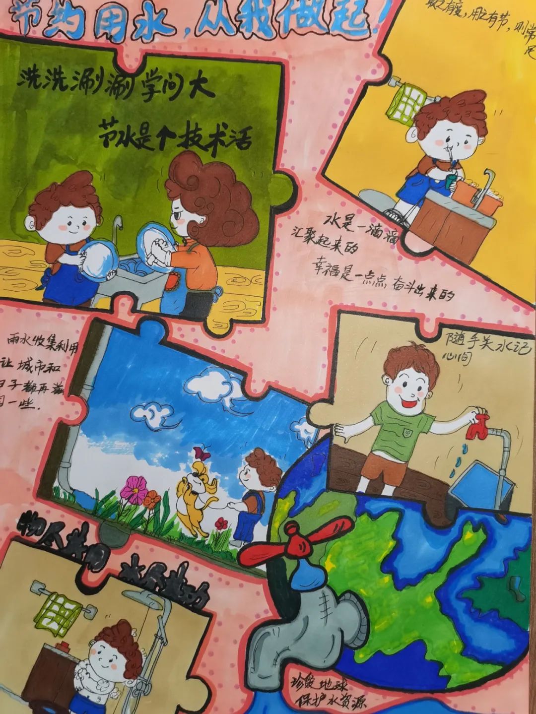 简单好看的世界水日中国水周绘画儿童画-第4张