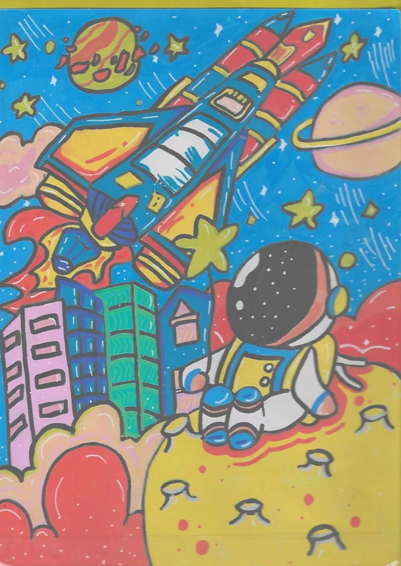 《科技兴国 遨游太空》四年级国家安全日绘画-第8张