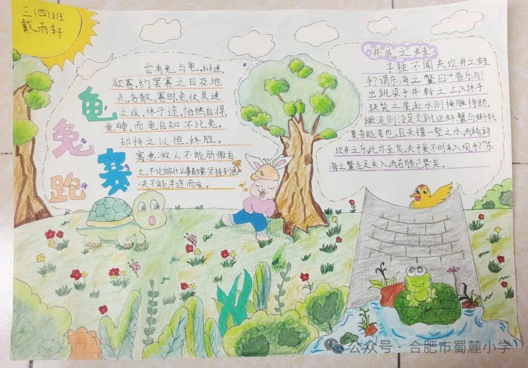 世界读书日绘画作品《龟兔赛跑》《井底之蛙》