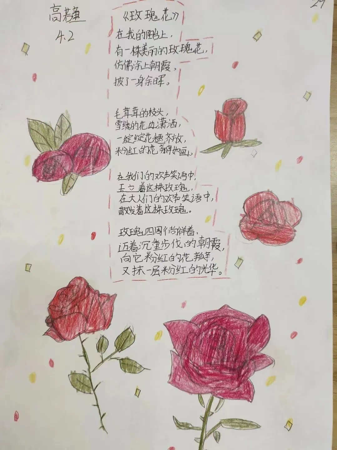 小学现代诗配画图片作品之《玫瑰花》