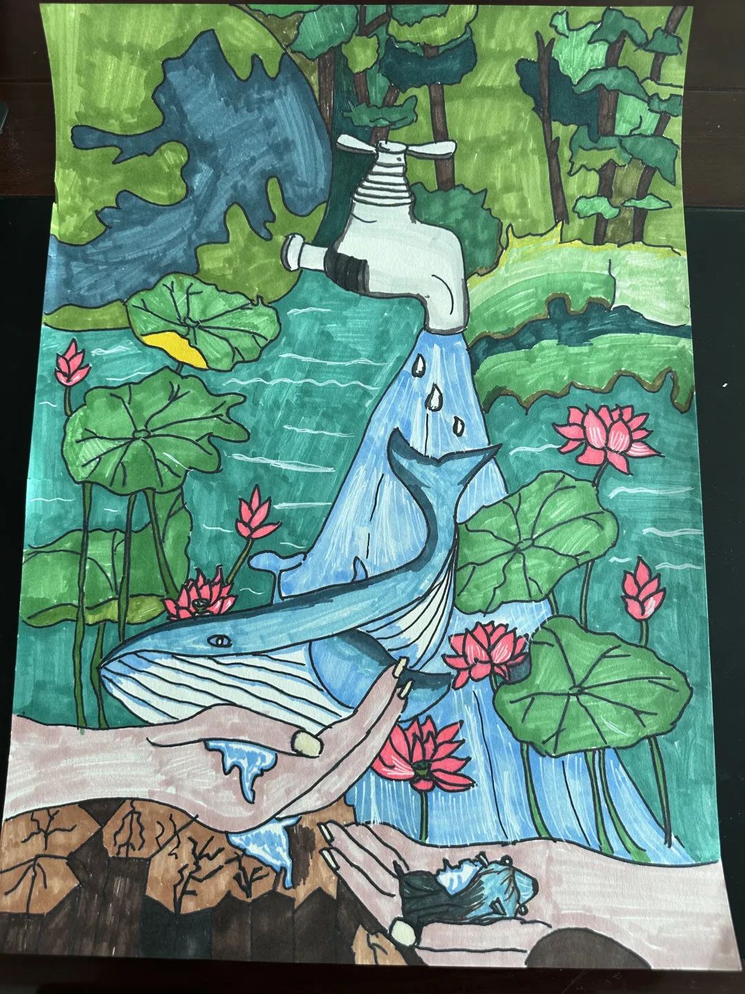 “珍惜水资源 从你我做起”儿童创意画
