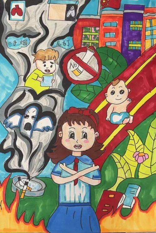 “绘少年力量 画无烟未来”青少年控烟主题儿童画（6张）