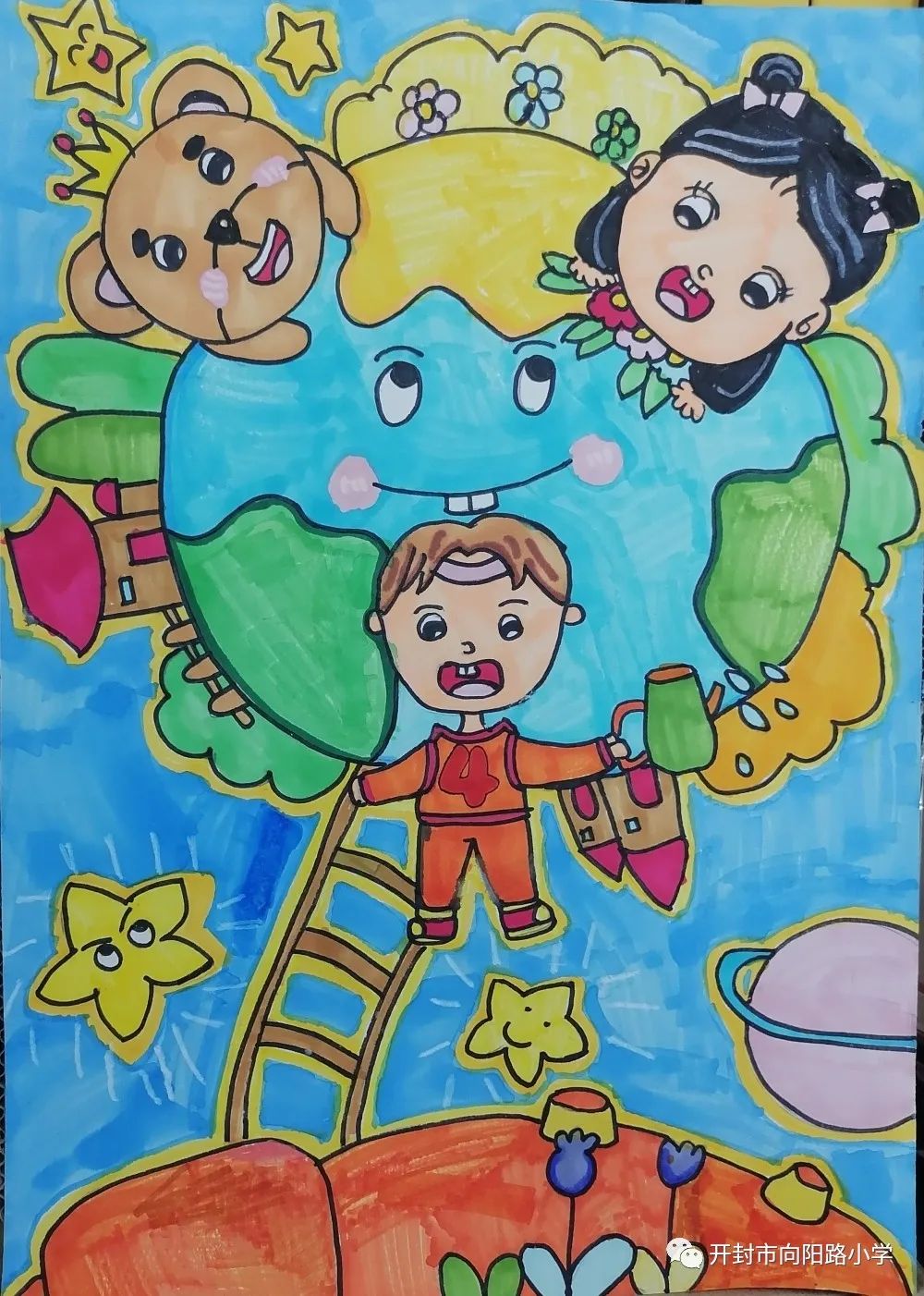 关于世界地球日的儿童画这样画-第1张