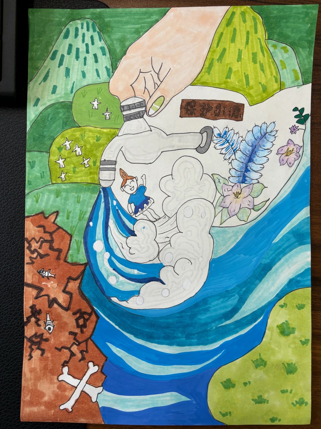 《珍惜水资源》中国水周主题优秀绘画-第5张