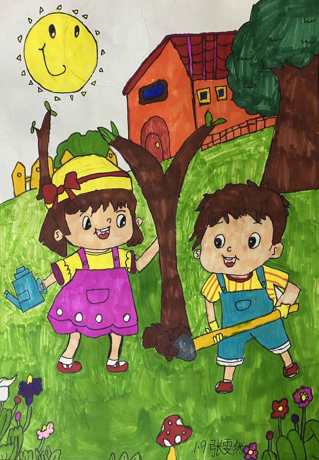 小学生植树节少儿绘画作品展示（7张）