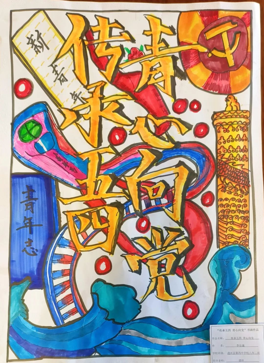 “青心向党 传承五四”青年节主题儿童绘画-第6张