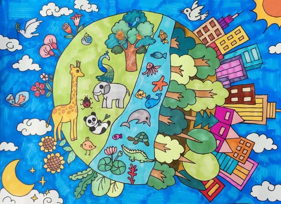 小学生“世界地球日”创意儿童画-第3张