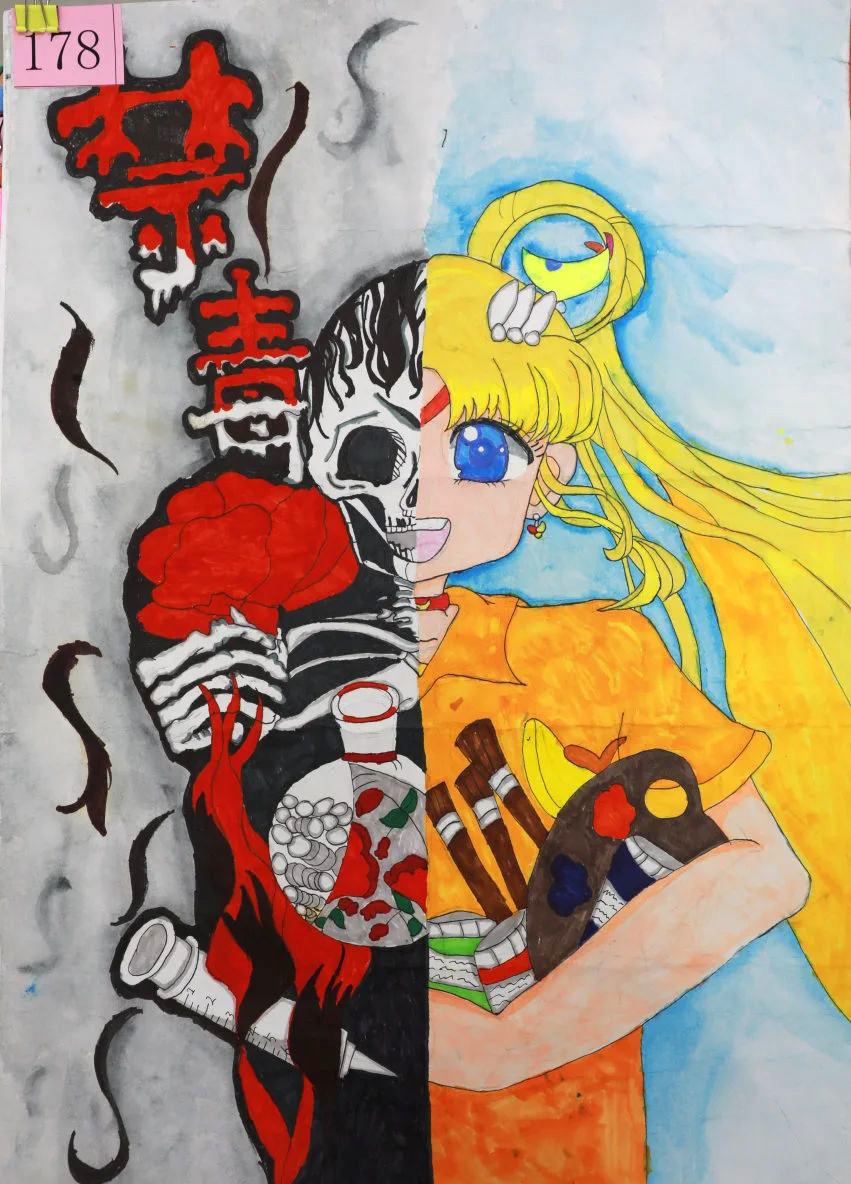 禁毒主题绘画作品 禁毒刻不容缓-第4张