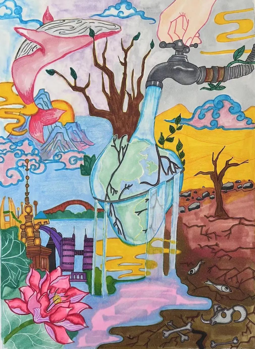 “珍惜水资源”主题创意大赛绘画一等奖作品-第1张