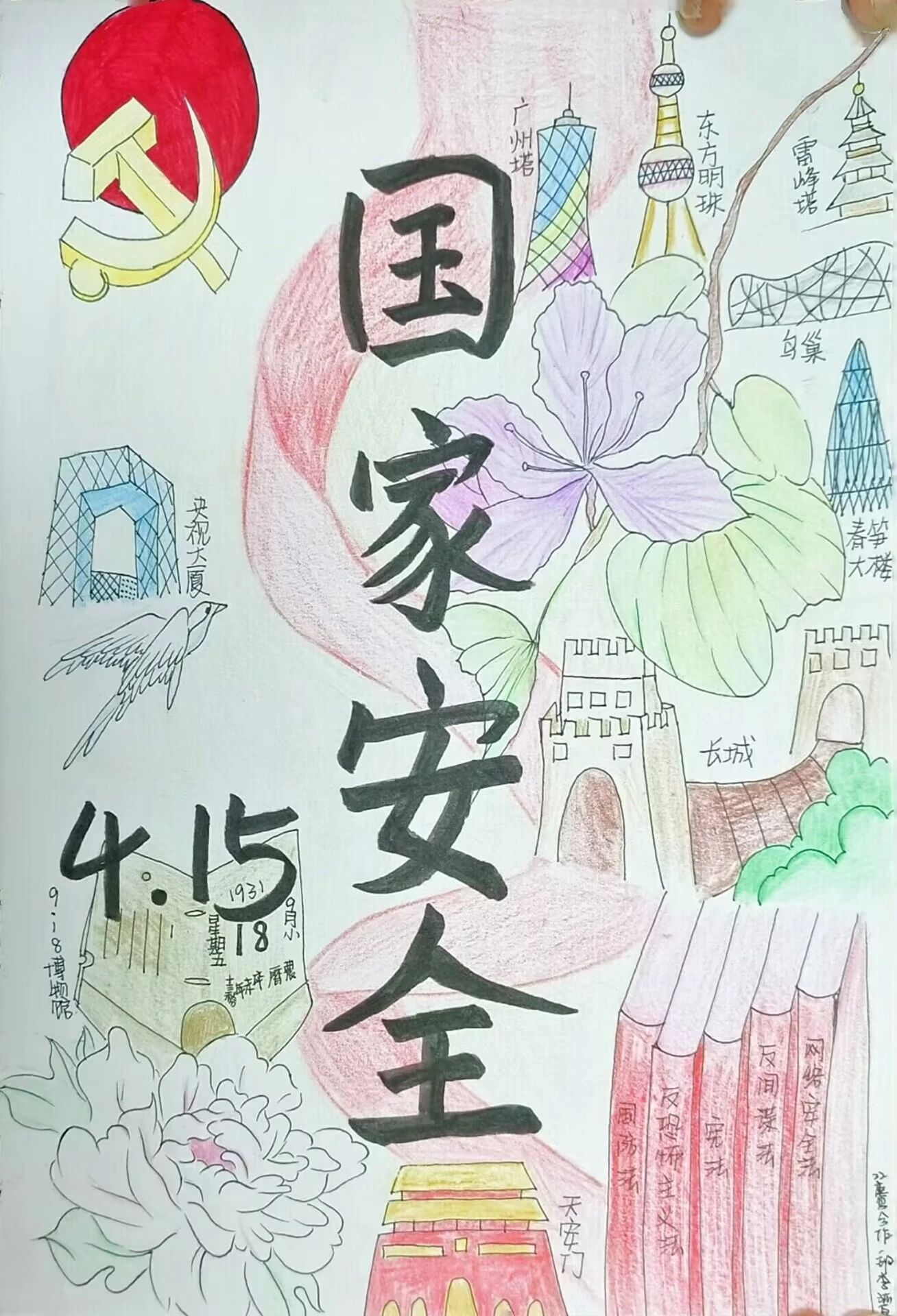 最新4月15日全民国家安全教育绘画（一等奖）