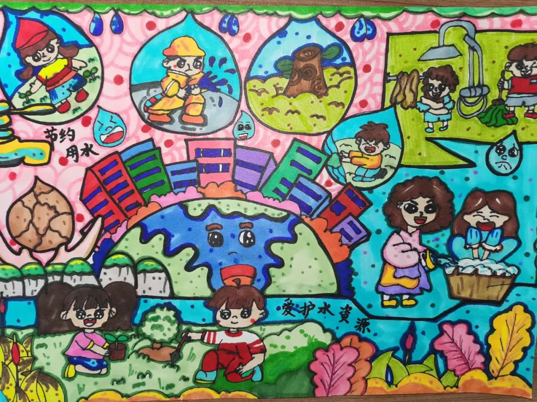 “节水在指尖 点滴润心田”中国水周儿童画-第2张