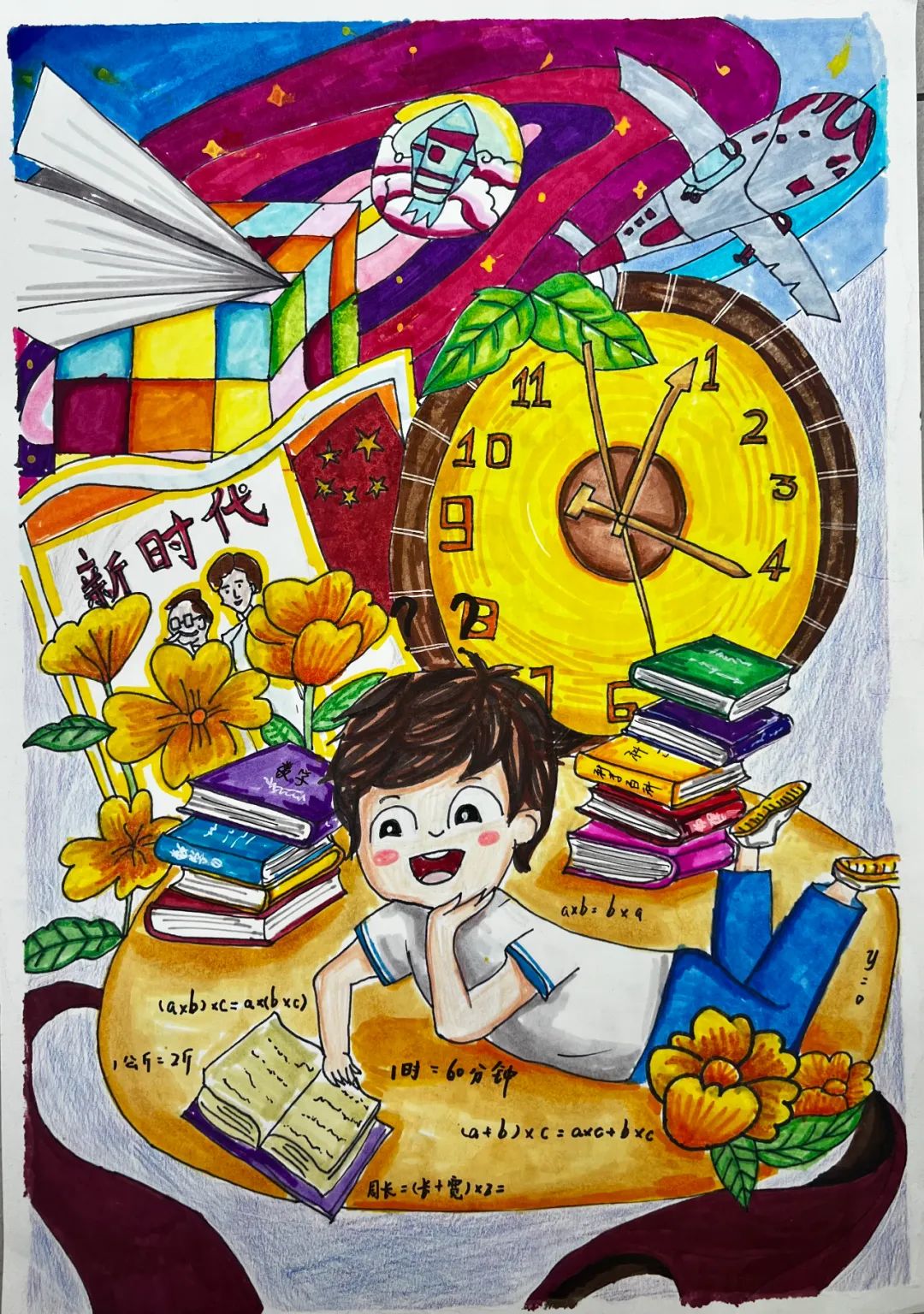 “我的书屋 我的梦”阅读主题儿童画-第4张