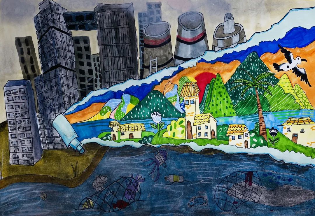“地球是我家 保护靠大家”主题儿童画-第1张