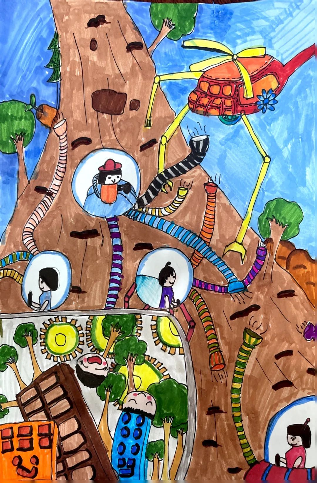 “地球是我家 保护靠大家”主题儿童画-第5张