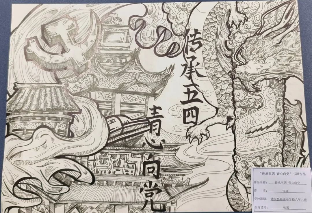 “青心向党 传承五四”青年节主题儿童绘画-第7张