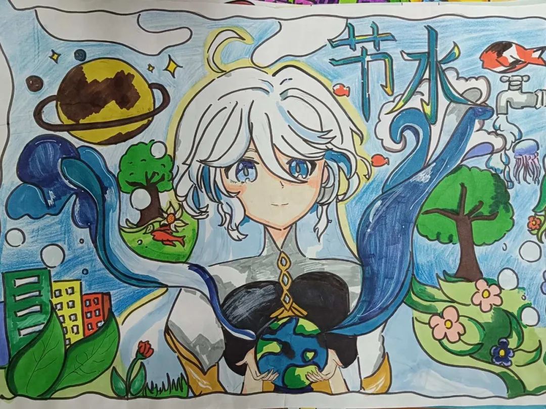 童心共护水资源世界水日创意绘画