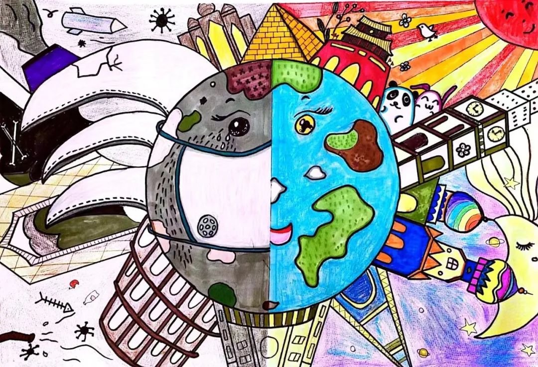 环境保护世界地球日绘画作品-第7张