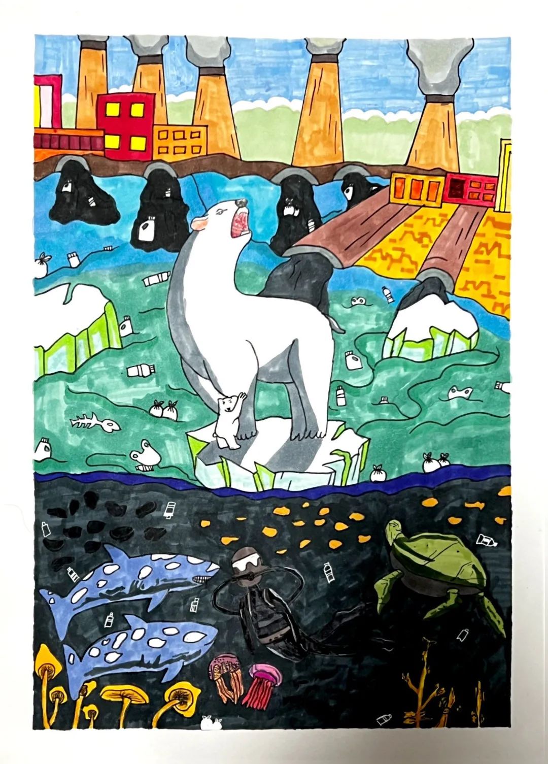 3.22世界水日绘画作品《节约用水 珍惜水资源》