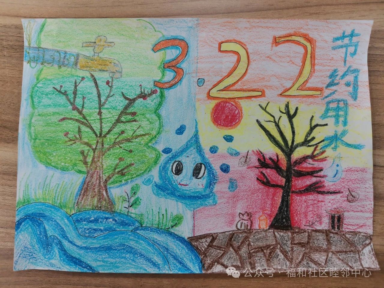 珍惜水资源 节约用水主题绘画作品-第3张