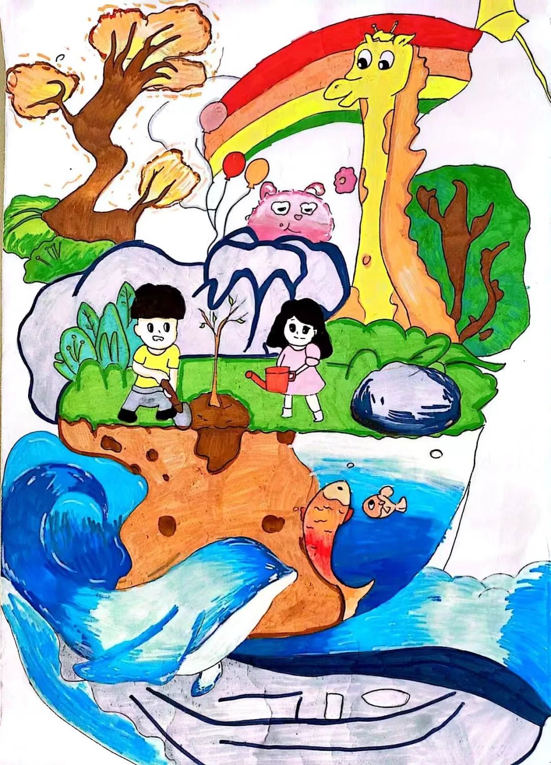 环境保护世界地球日绘画作品