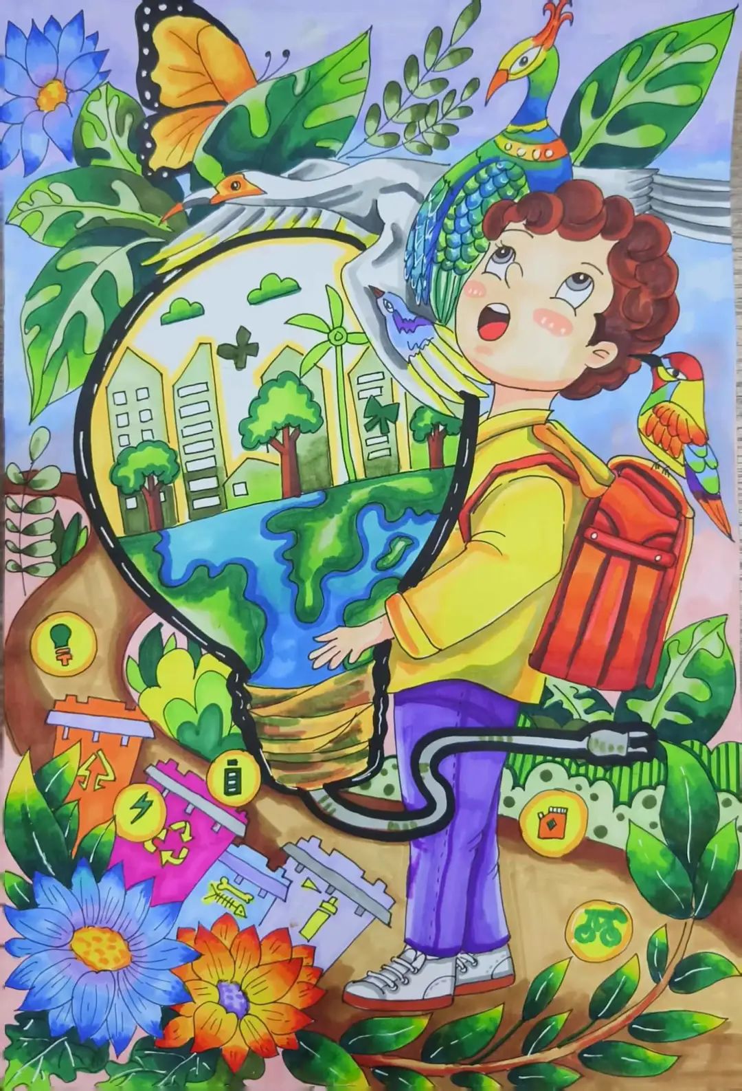 6张世界地球日创意画《保护环境 人人有责》