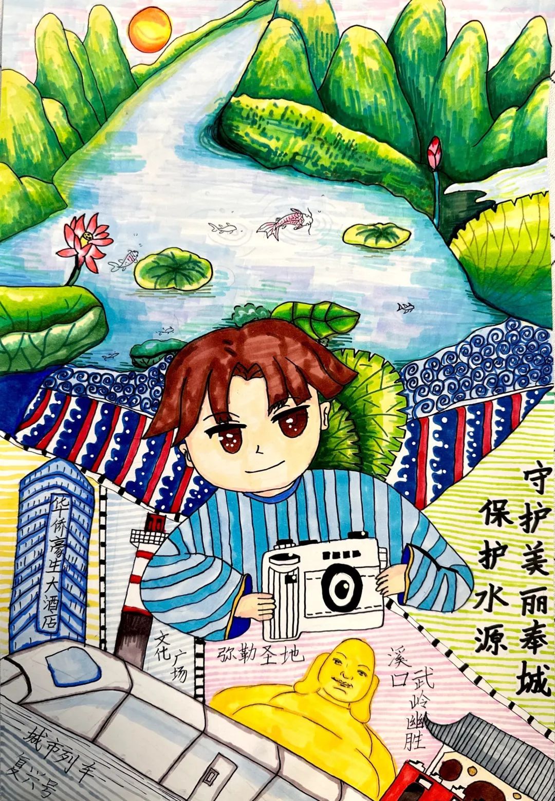 “守护地球 保护水源”儿童画作品