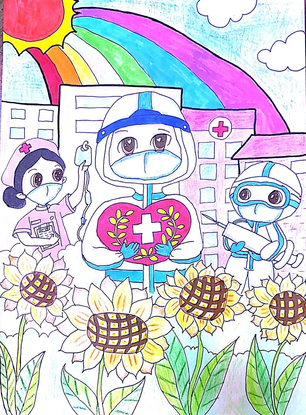 “珍爱生命 救在身边”世界红十字会儿童画-第3张