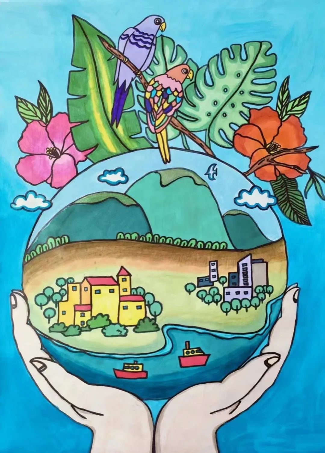 小学生“世界地球日”创意儿童画（7张）