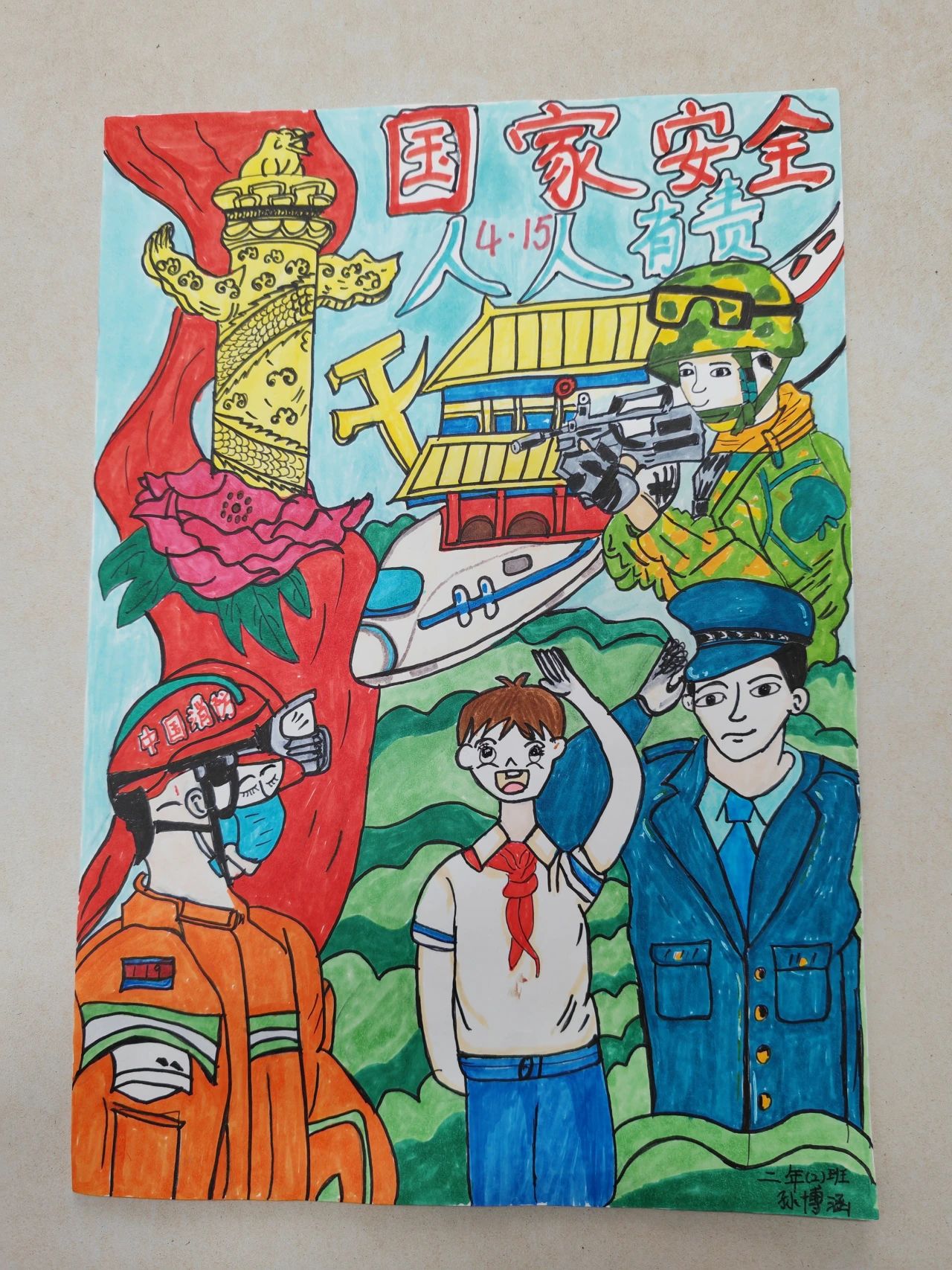 《国家安全在我心中》儿童画画图片-第1张