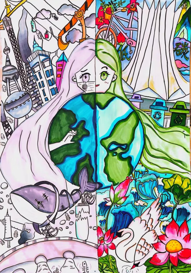 世界水日绘画作品《节约用水 保护环境》