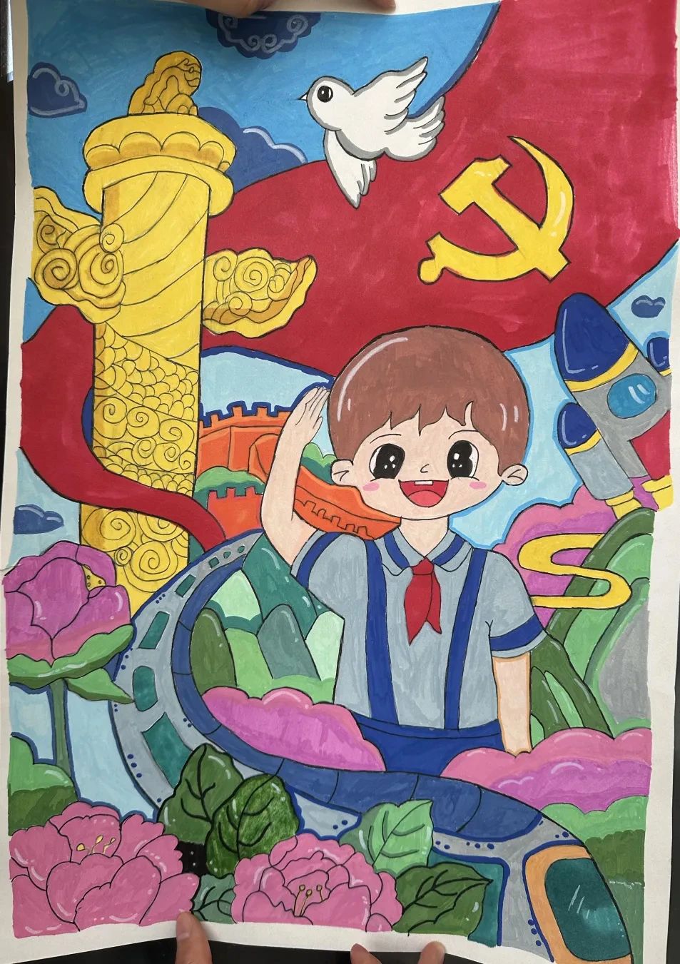 《青春向党 国安有我》儿童画精选作-第4张