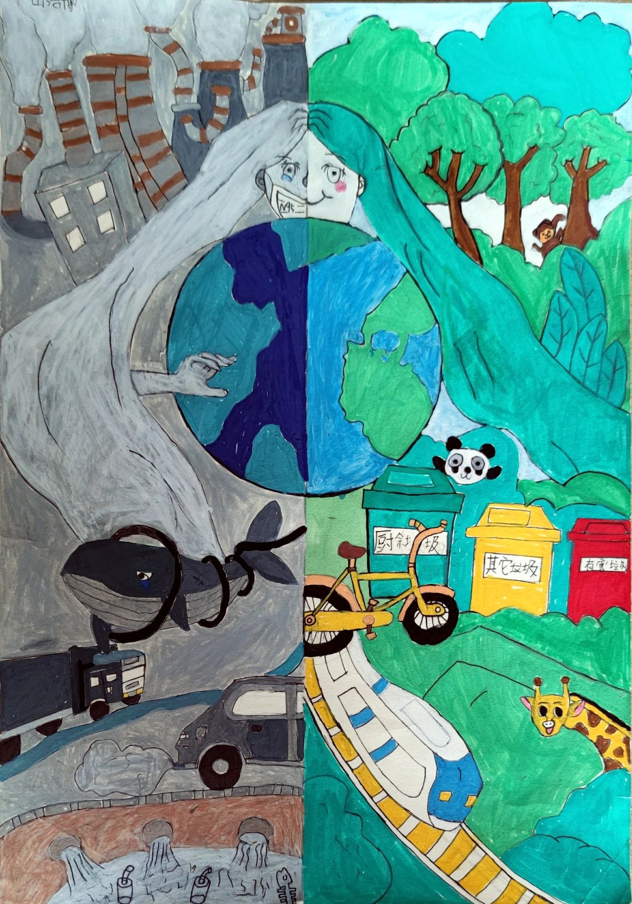 珍爱地球 守护自然——小学“世界地球日”绘画作品-第6张