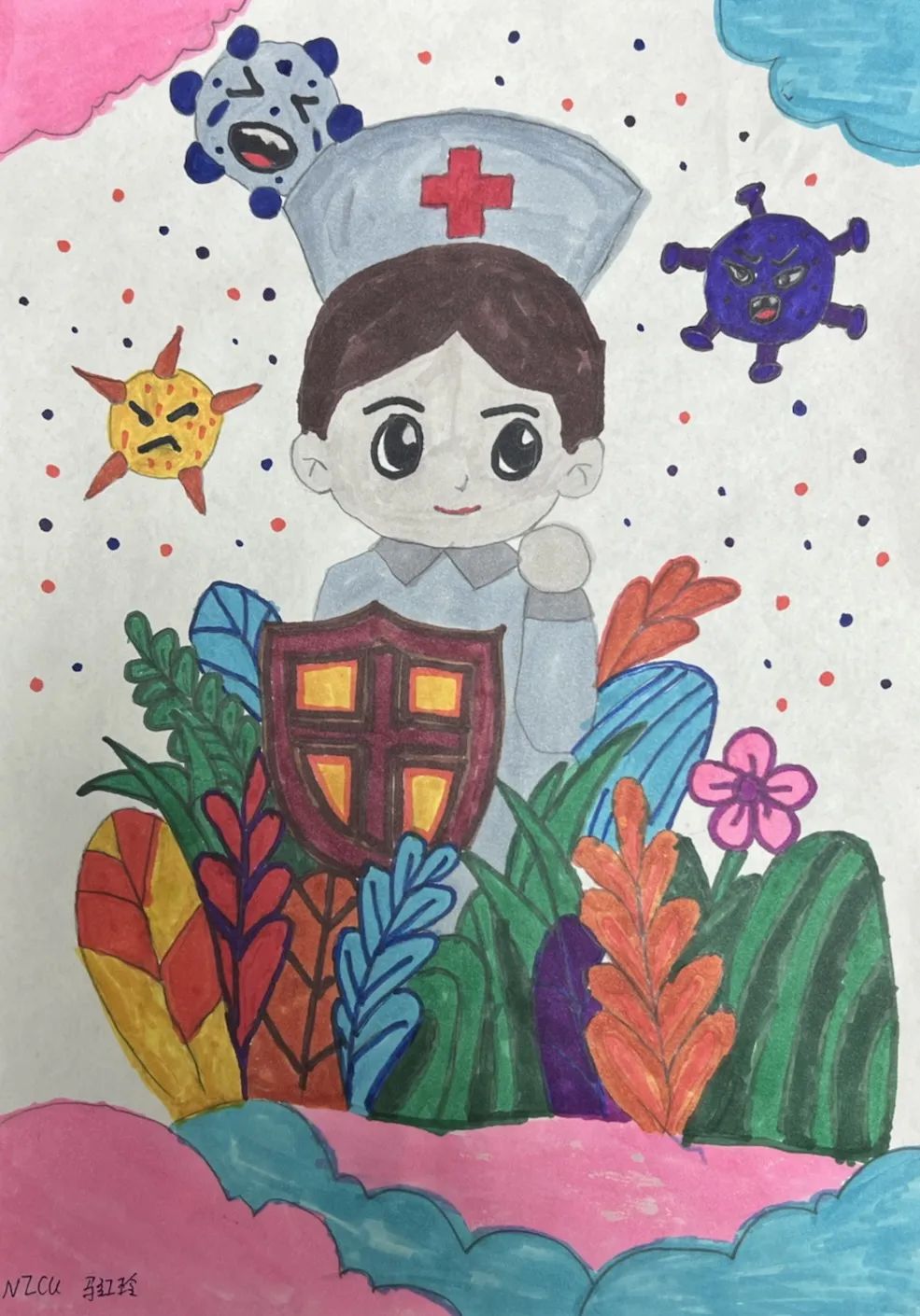 “是妈妈也是护士”国际护士节儿童画优秀作品-第5张