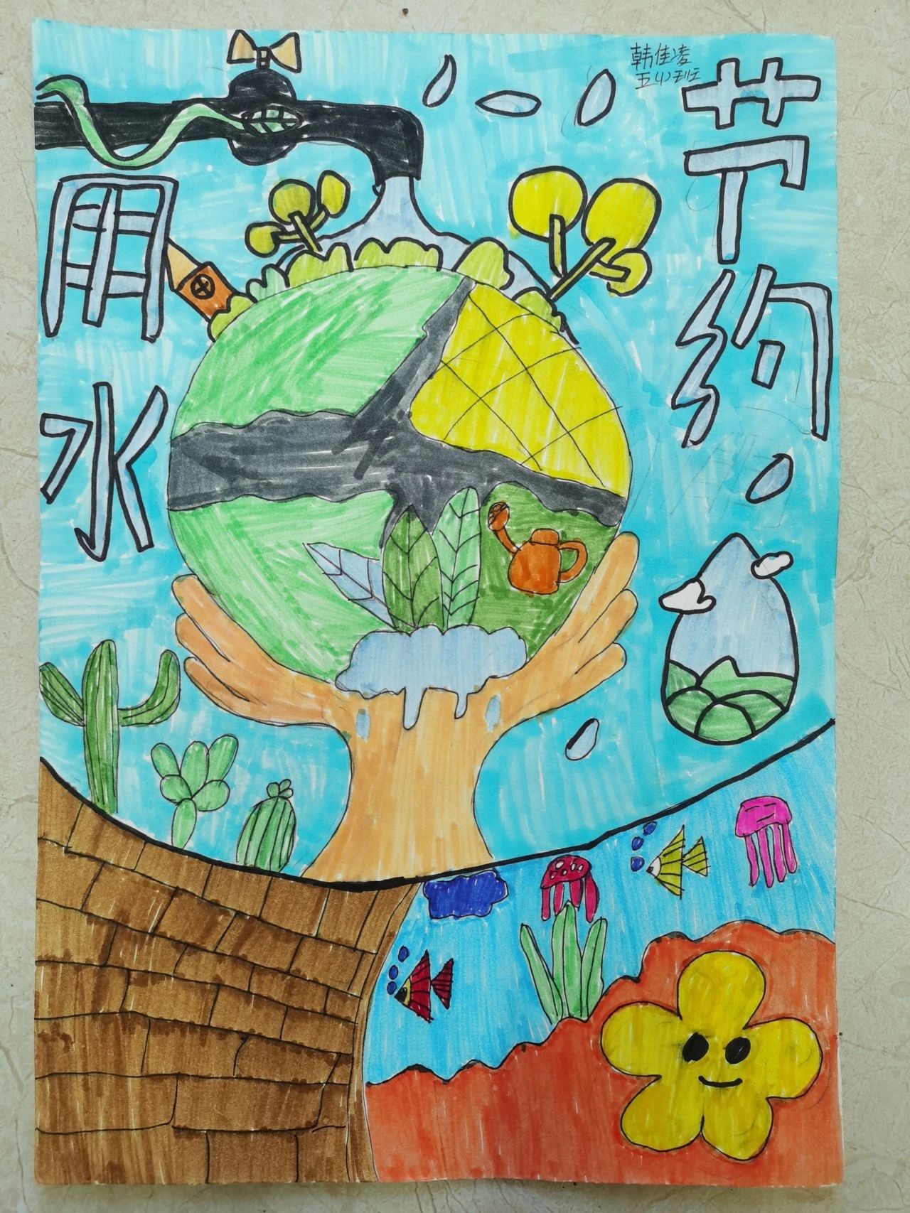 小学生世界水日儿童画节约用水儿童画-第4张
