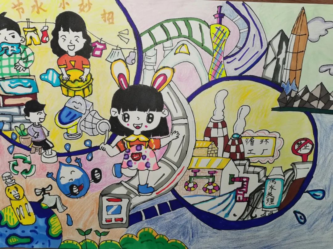 “节水在指尖 点滴润心田”中国水周儿童画-第4张