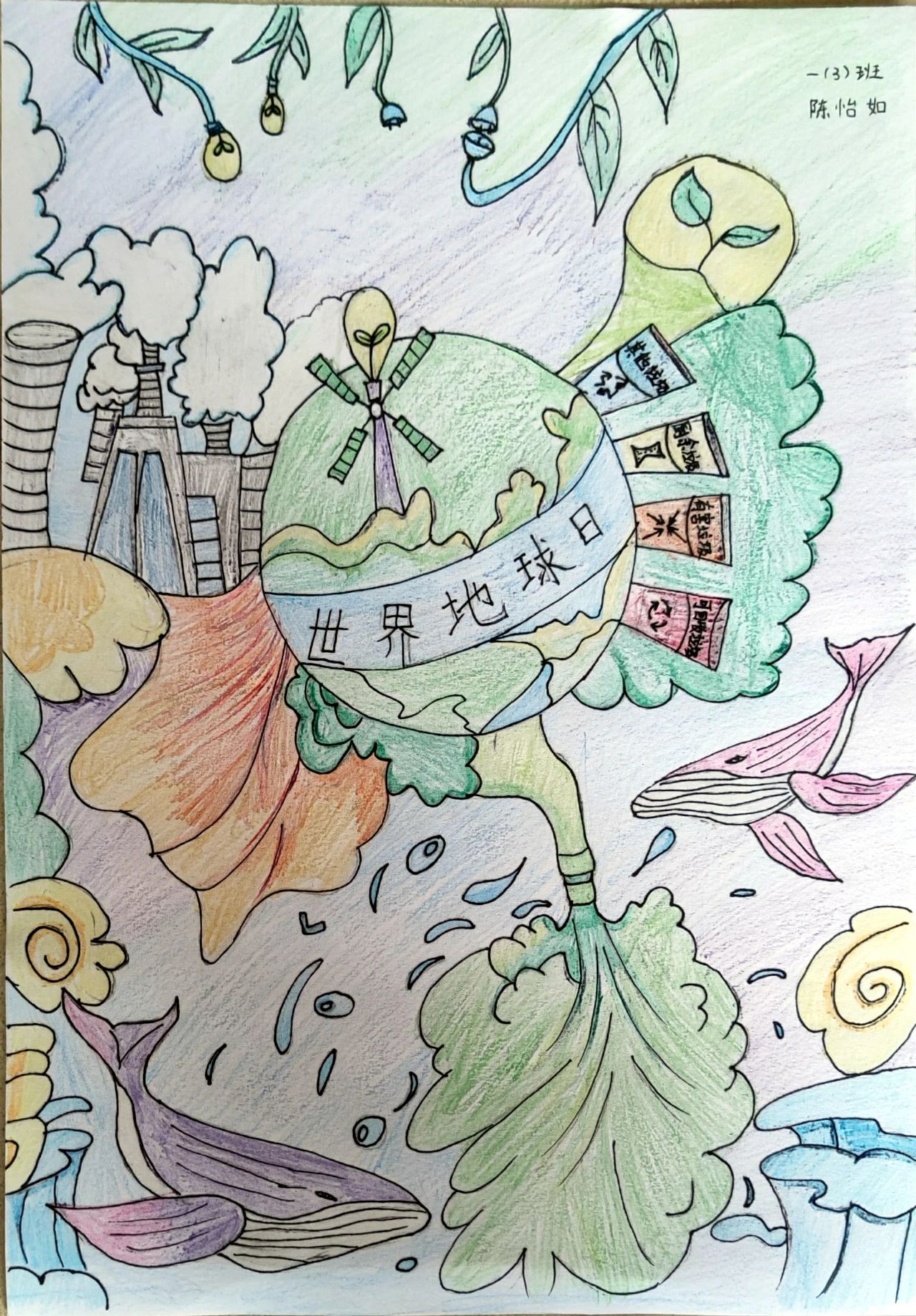 “爱护环境 保护绿色家园”地球日主题画-第4张