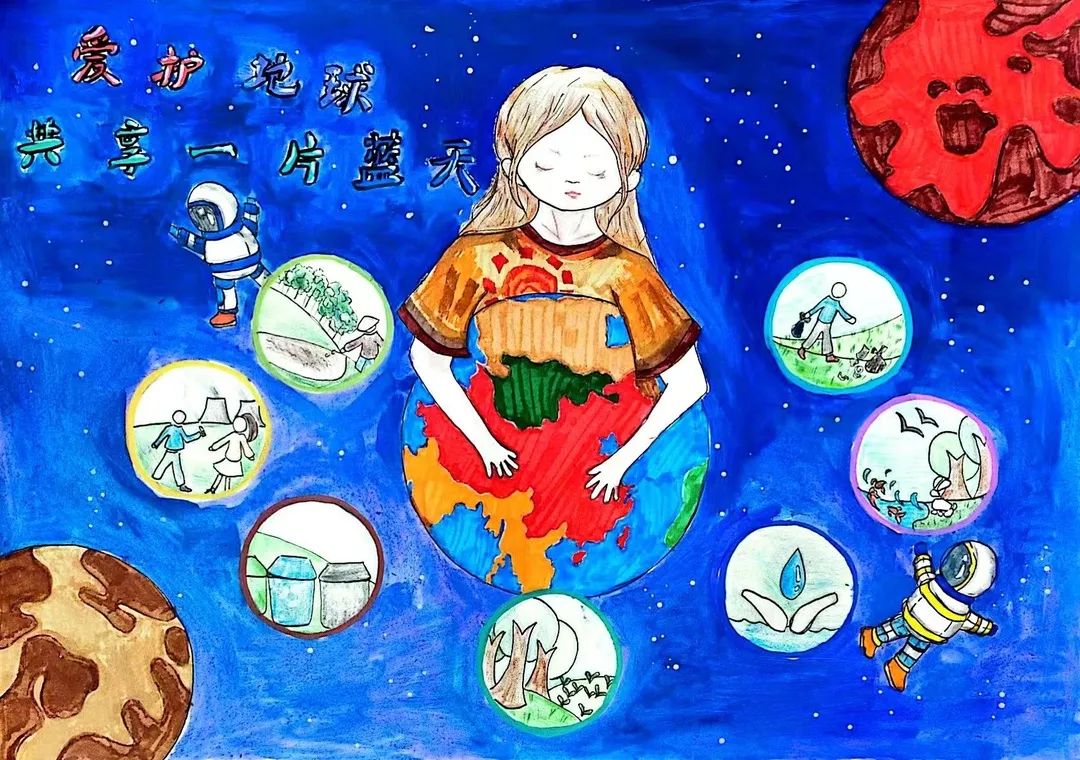 “人与自然和谐共生”世界地球日绘画图片-第3张