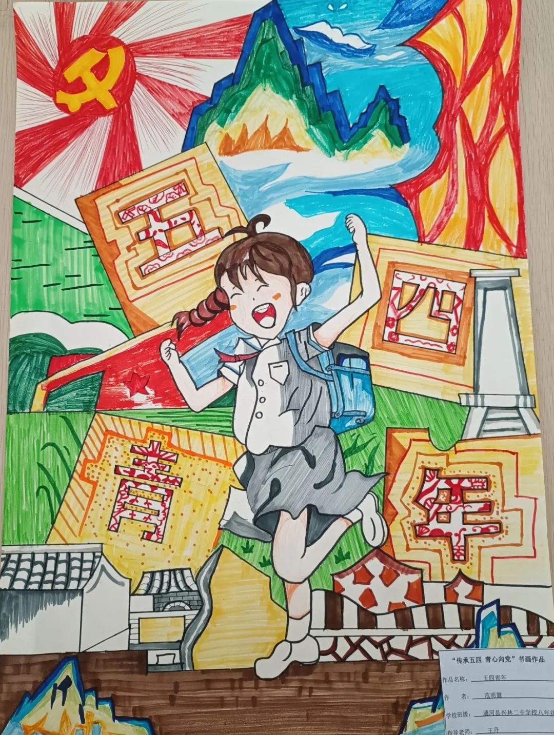 “青心向党 传承五四”青年节主题儿童绘画-第15张