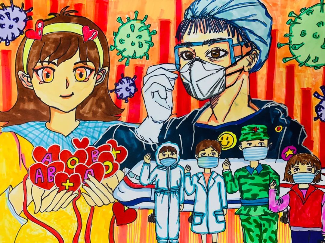 “人道 博爱 奉献”红十字会精神主题绘画-第3张
