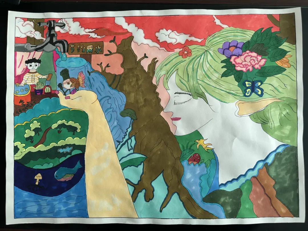 简单又好看的世界水日主题儿童画