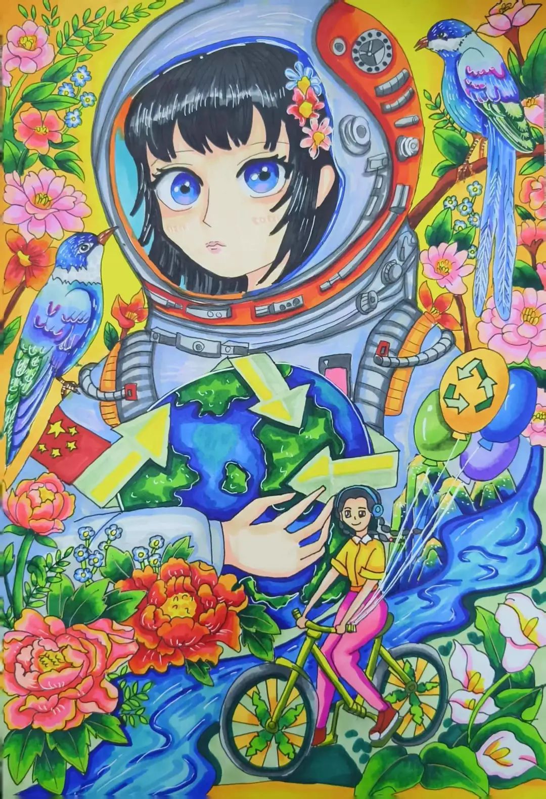 “地球是我家 保护靠大家”主题儿童画-第4张